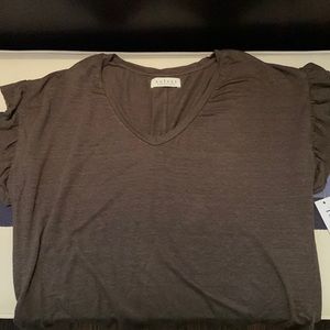 Velvet olive top with ruffle sleeves